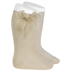 Condor Condor Kniekousen  beige met organza strikken