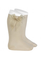 Condor Condor Kniekousen  beige met organza strikken