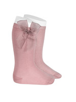 Condor Condor Kniekousen  oud roze met organza strikken strikken