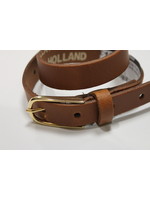 Riem cognac 2 cm met gouden gesp