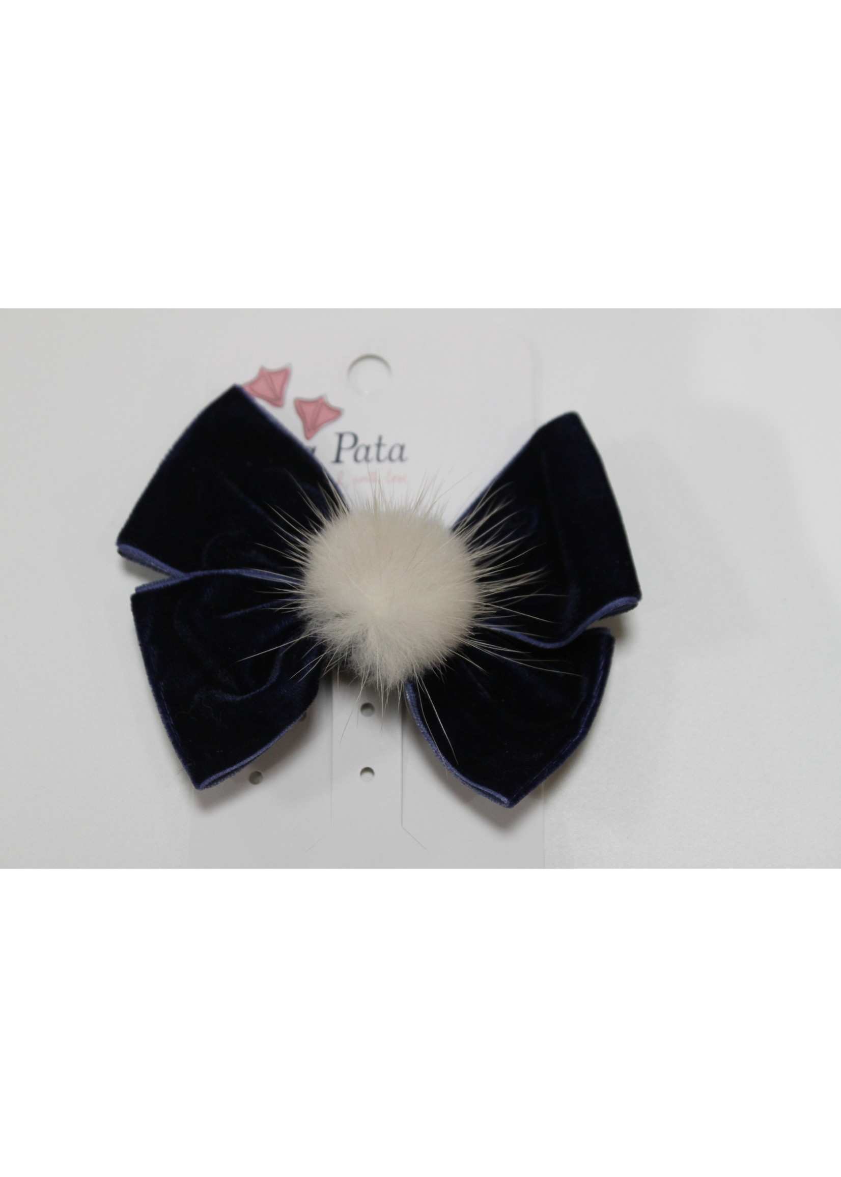 Meia Pata Meia Pata Double Velvet Hair Tie With Fur Pompom 14 Navy Blue