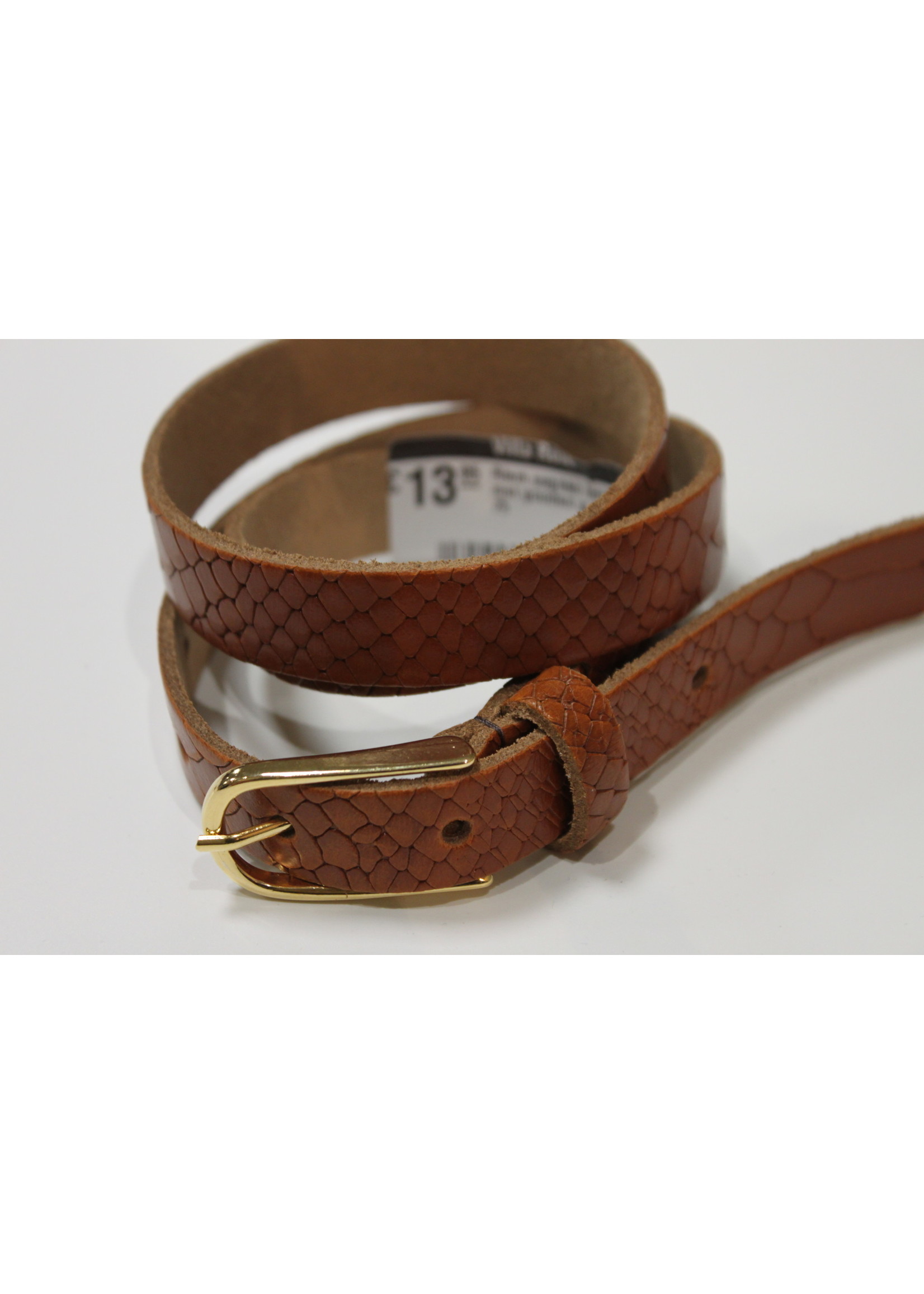 Riem cognac kroko 2 cm met gouden gesp