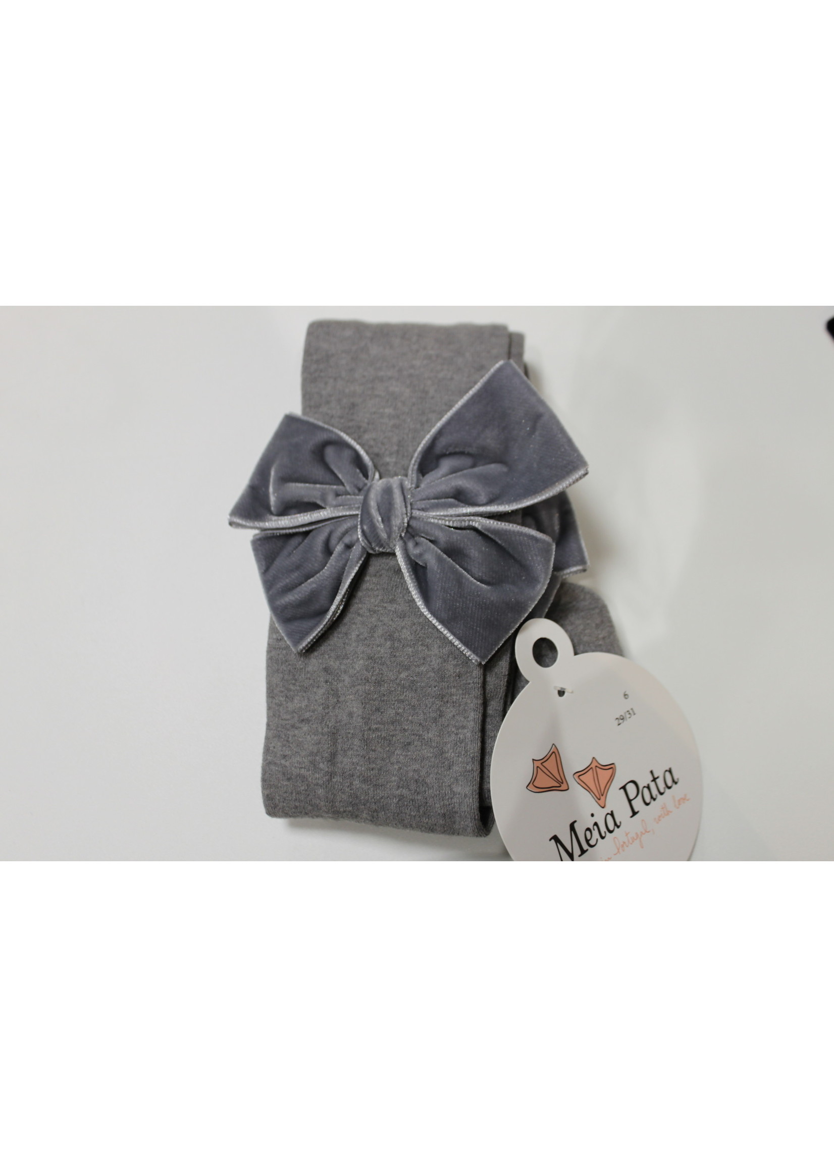 Meia Pata Meia Pata Tights With Double Velvet Bow 03 Grey