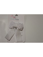 Meia Pata Meia Pata Hair Tie Velvet Channel Bow 01 White