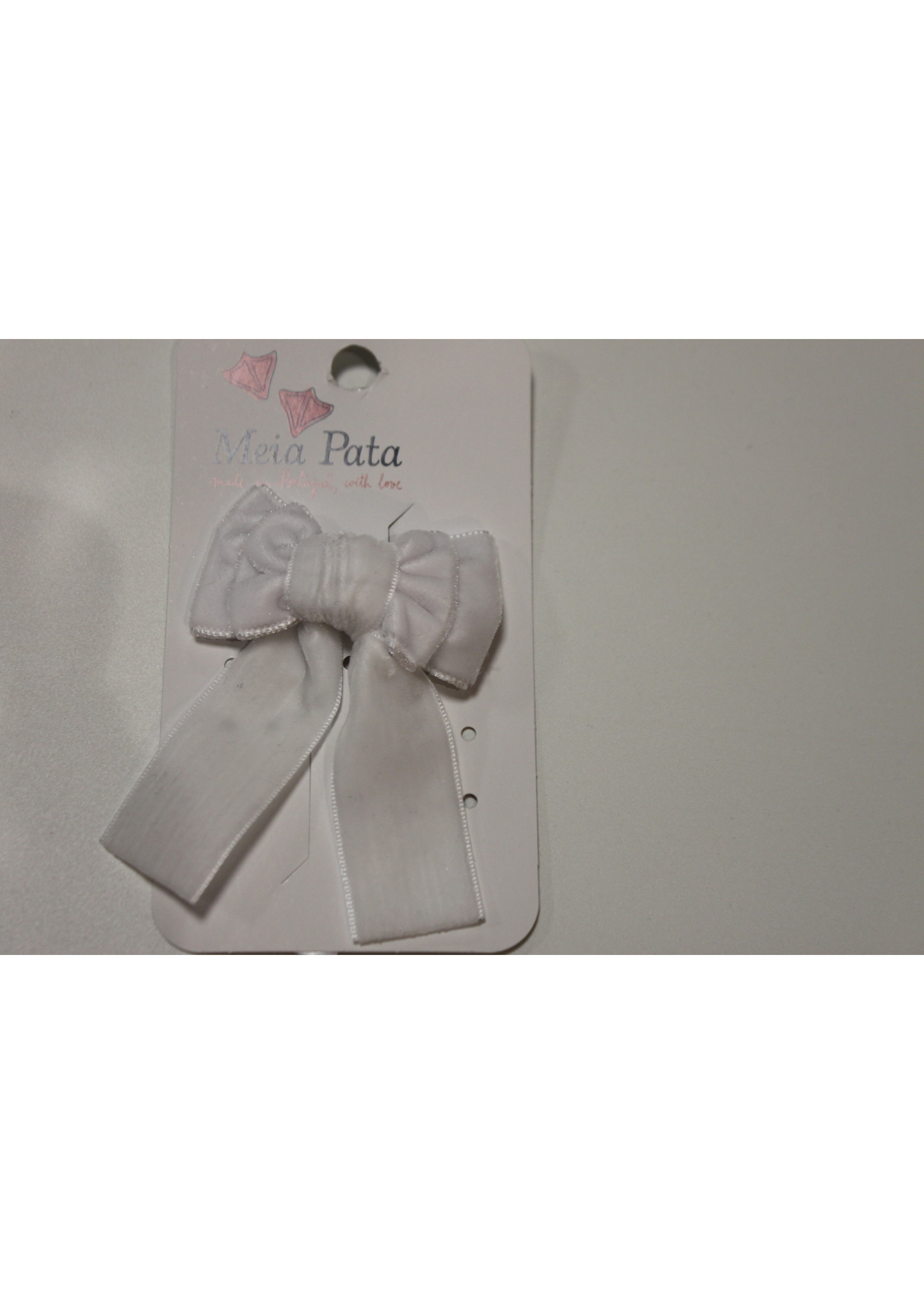 Meia Pata Meia Pata Hair Tie Velvet Channel Bow 01 White