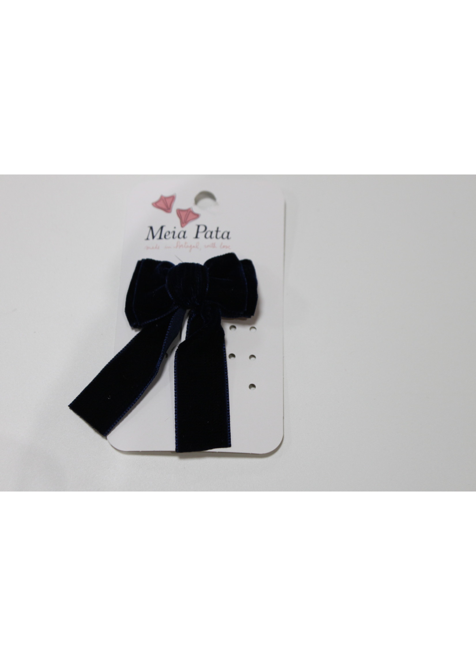 Meia Pata Meia Pata Hair Tie Velvet Channel Bow 14 Navy Blue