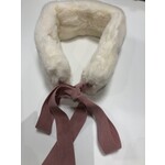 Bontsjaal  zwart met roze fluweel  strik lint