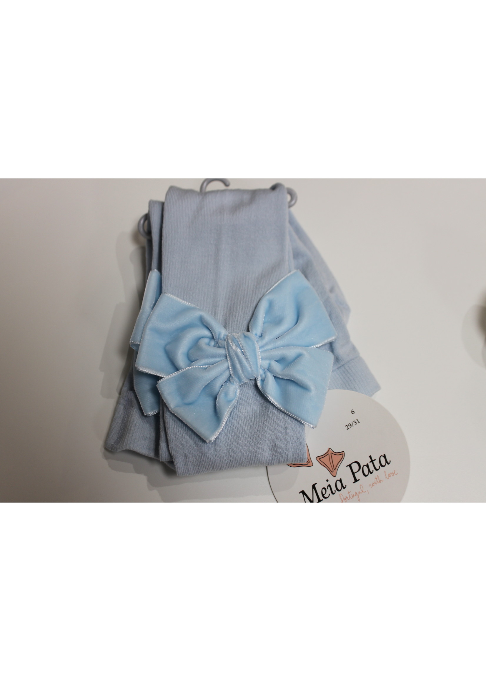 Meia Pata Meia Pata Tights With Double Velvet Bow 11 Baby Blue