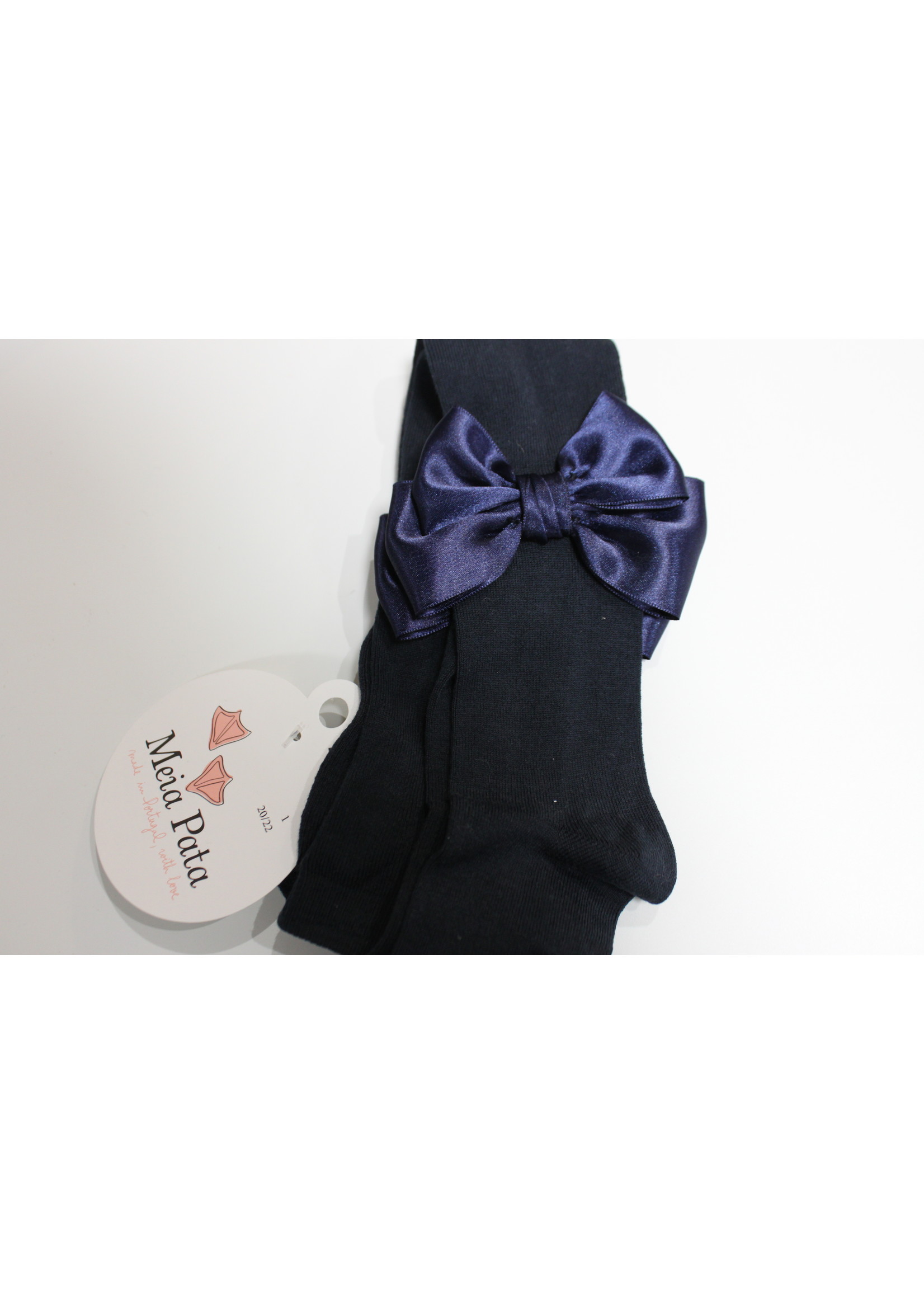 Meia Pata Meia Pata Tights With Double Satin Bow 14 Navy Blue