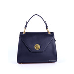 Tas  donkerblauw met gouden gesp
