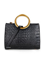 Tas  zwart kroko met gouden hand greep