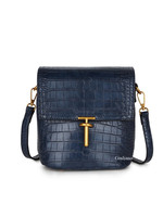 Tas   met een kroko motief donkerblauw