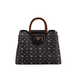 Tas met houten handvatten en een print.