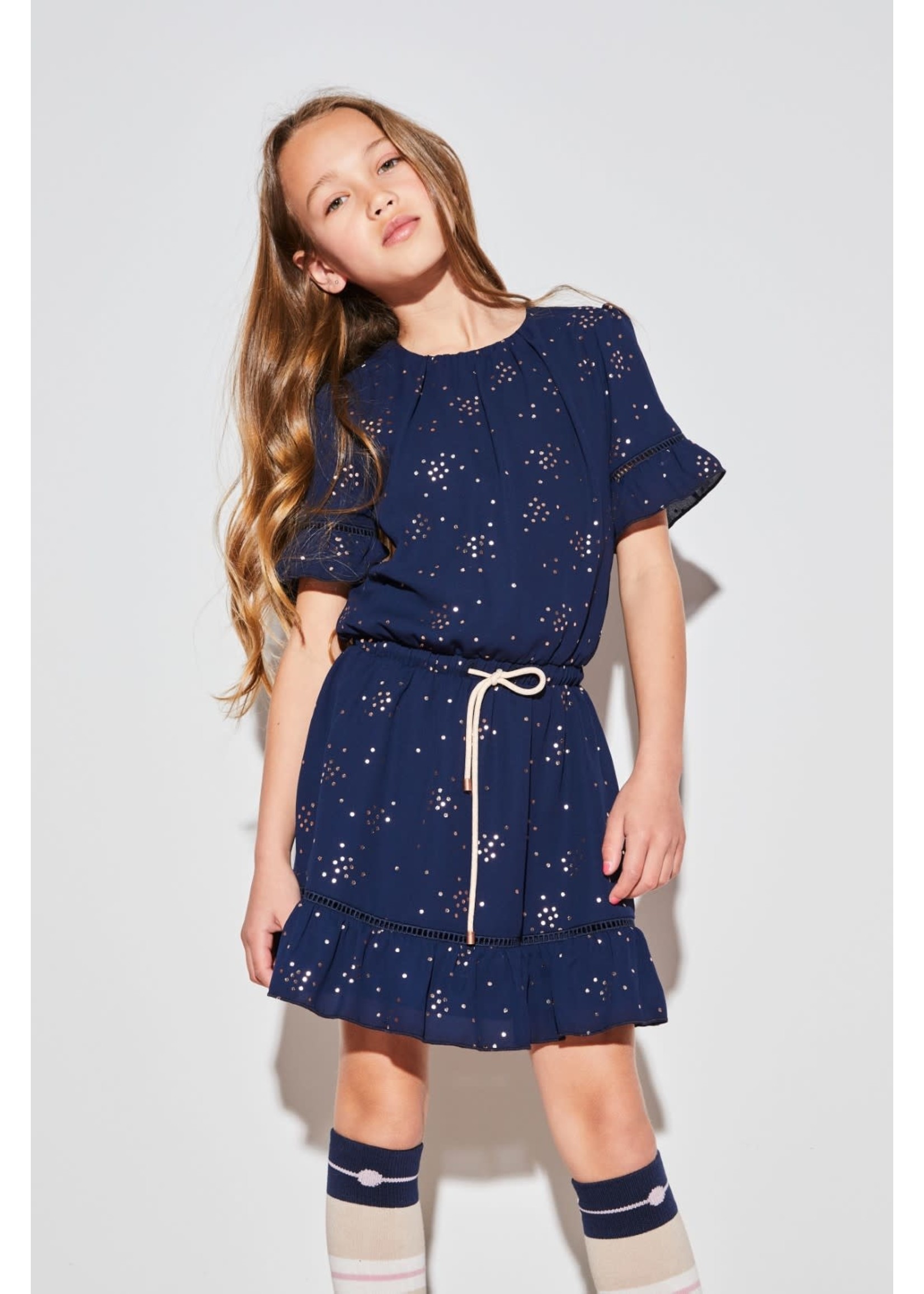 NoNo NoNo Merel s/sl dress with crochet details N112-5808 Navy Blazer