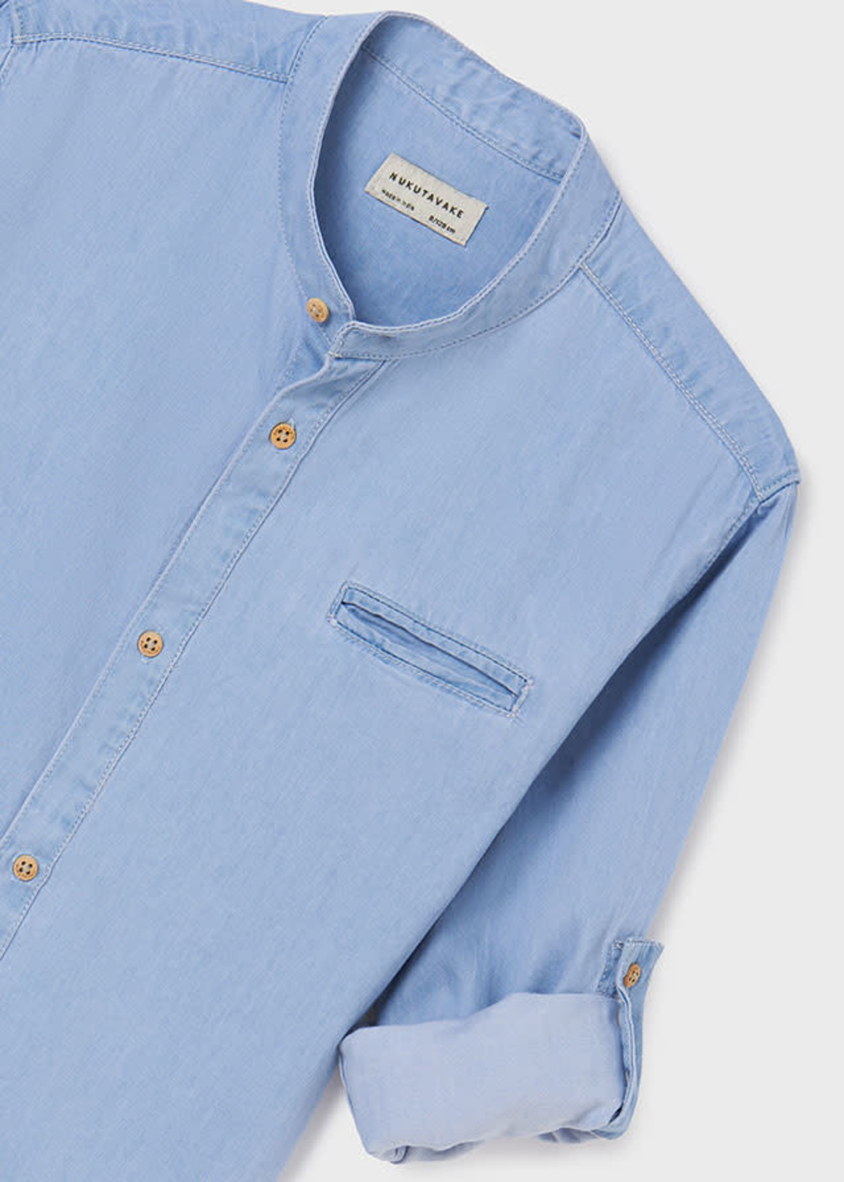 Mayoral Mayoral L/s mao collar denim shirt Bleach - 22 06118