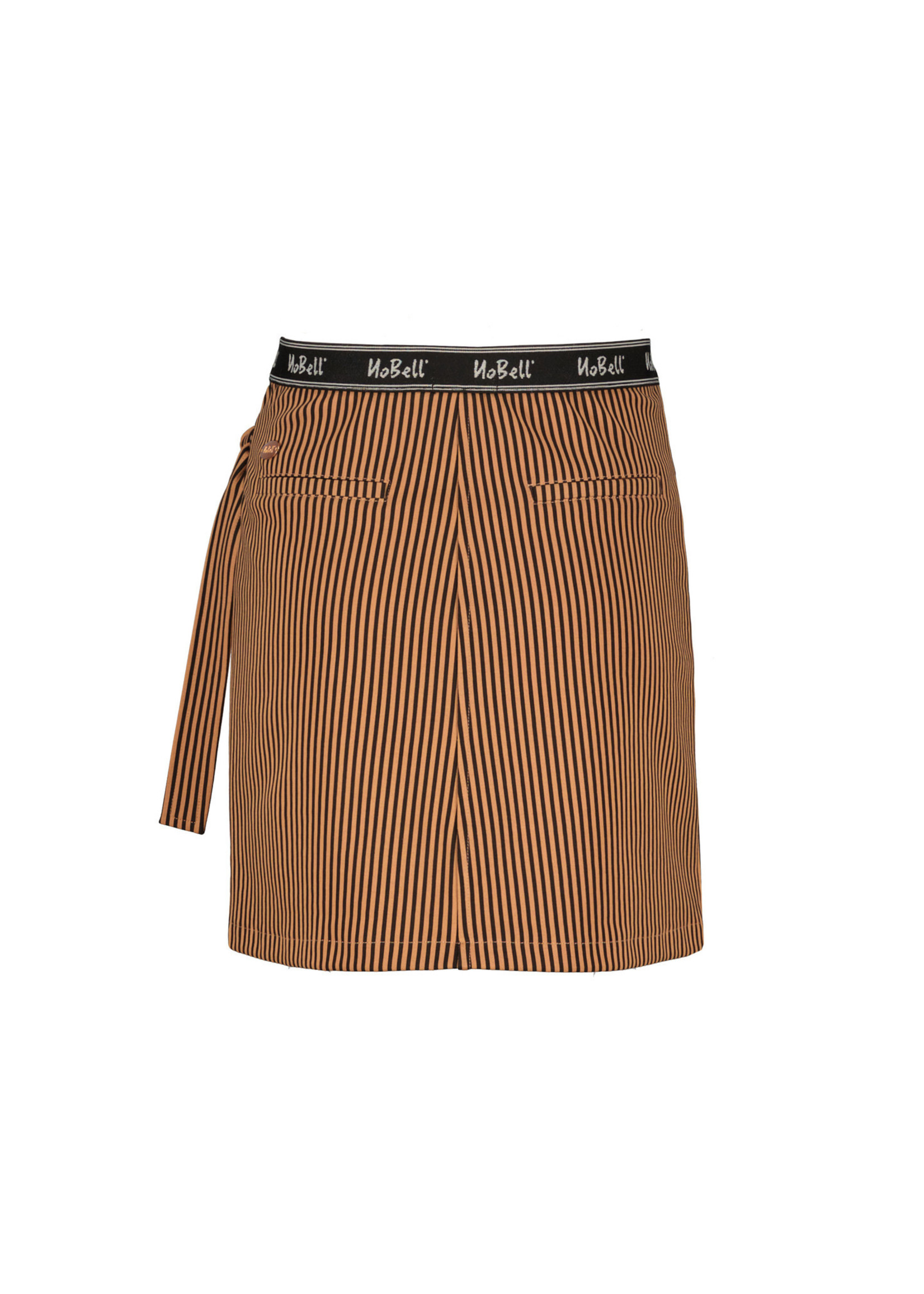 Nobell Nobell Nicka striped short skirt with fancy flap at front Q202-3700 Hazelnut