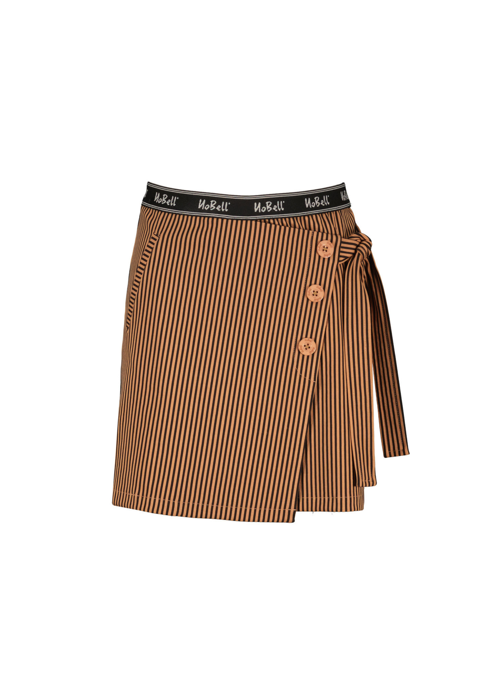 Nobell Nobell Nicka striped short skirt with fancy flap at front Q202-3700 Hazelnut