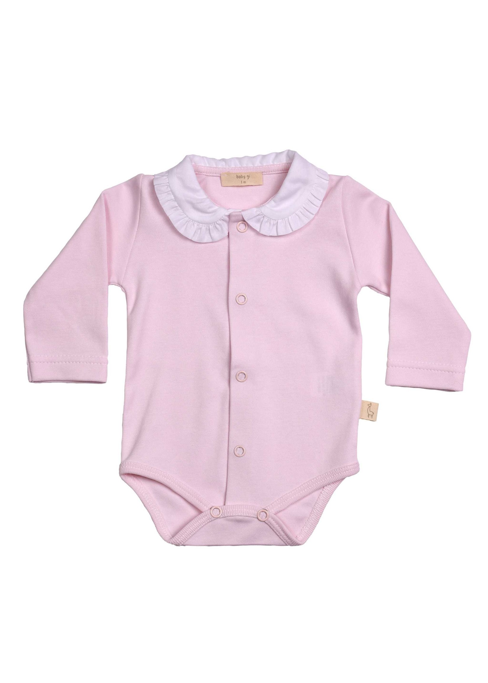 Baby Gi Baby Gi PINK COTTON BODYSUIT W/ FRILLY COLLAR PINK-BD18R