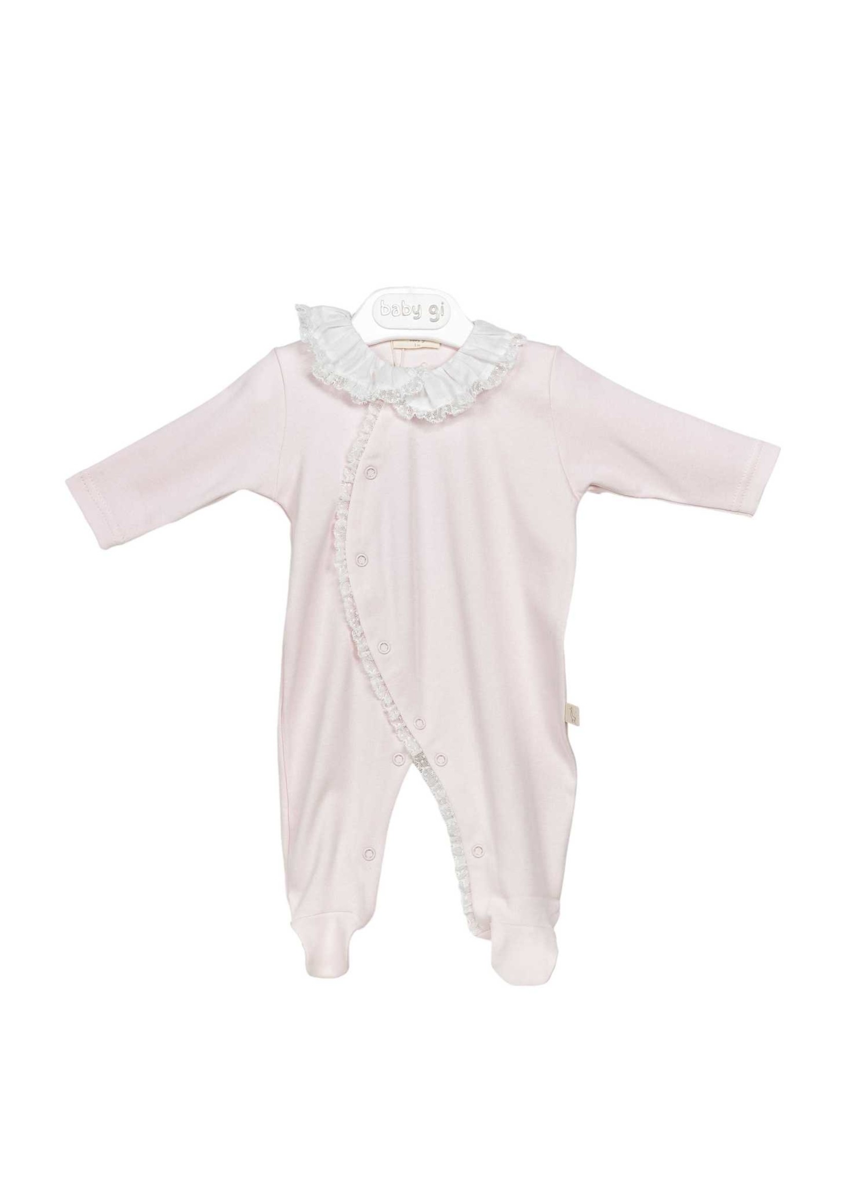 Baby Gi Baby Gi PINK COTTON BABYGROW W/ LACE PINK-RND53MR