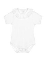Babidu Babidu  Romper wit met korte mouw en kanten reosel kraag