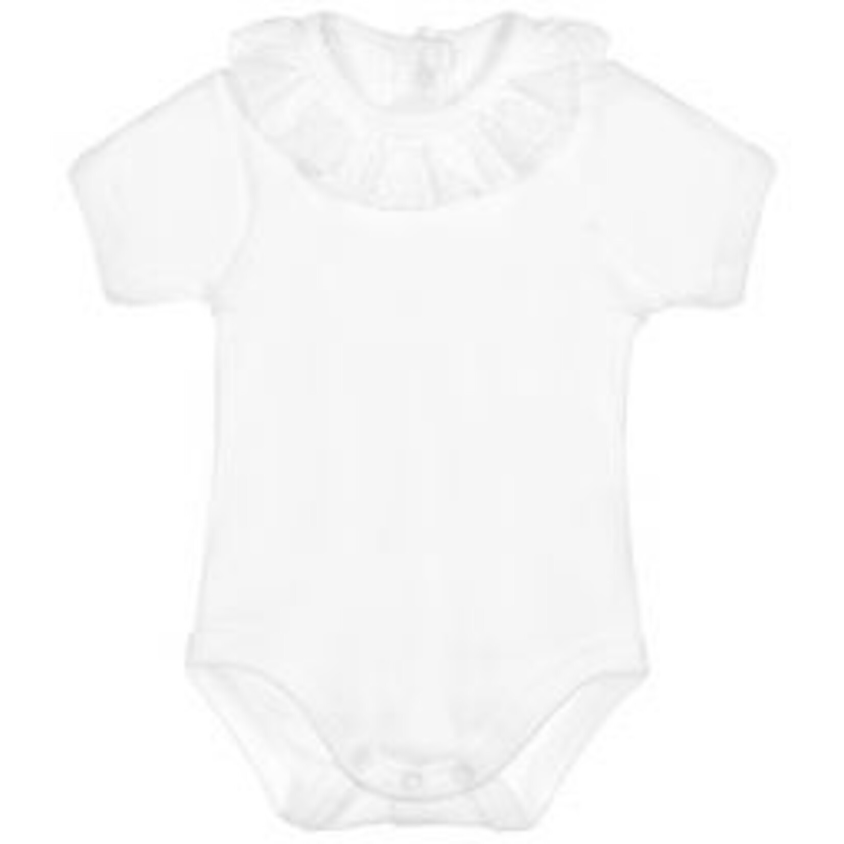 Babidu Babidu  Romper wit met korte mouw en kanten reosel kraag