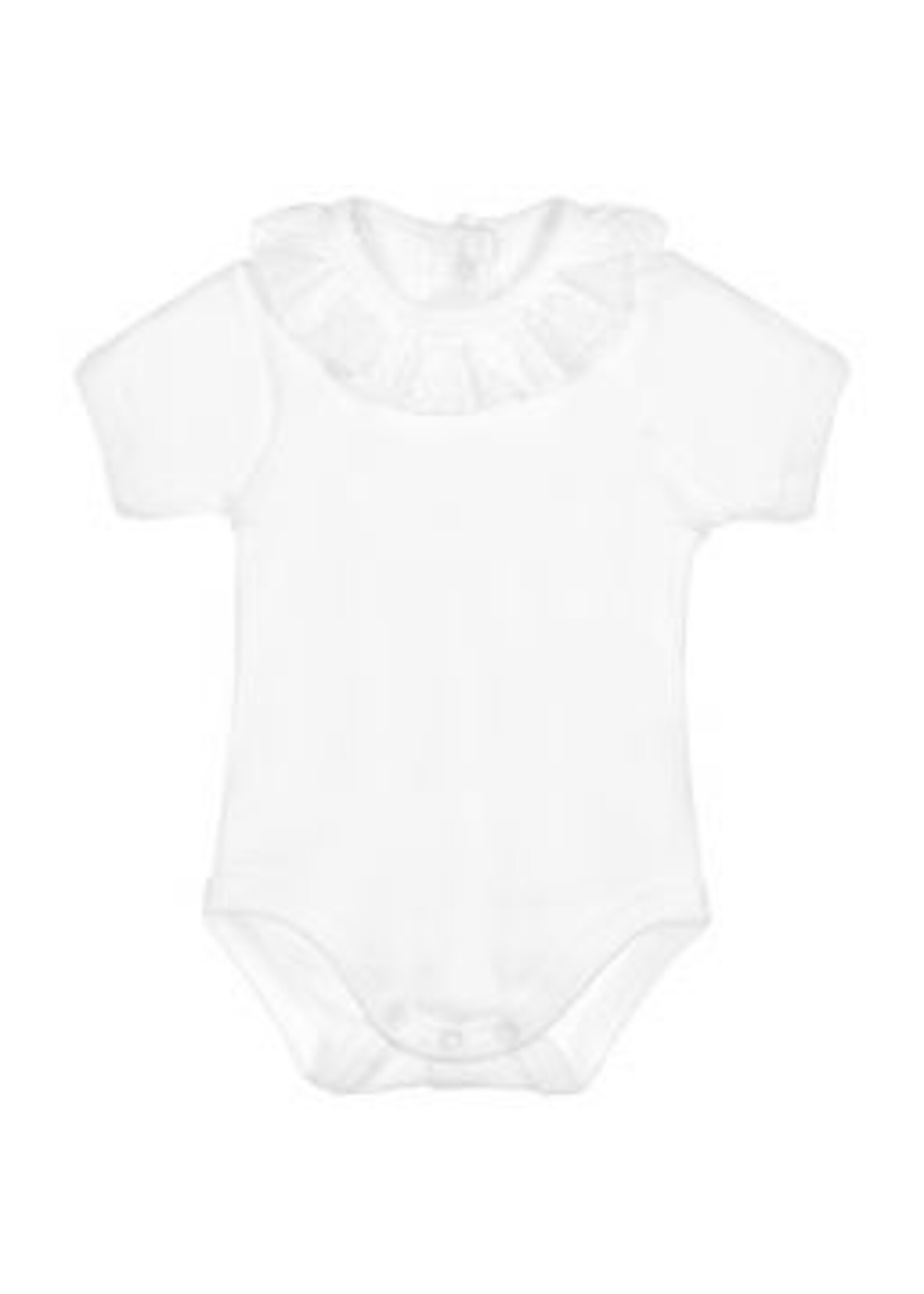 Babidu Babidu  Romper wit met korte mouw en kanten reosel kraag