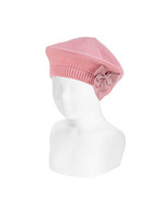 Condor Condor GARTER STITCH BERET WITH GROSSGRAIN BOW PALE PINK