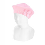 Condor Condor GARTER STITCH BERET WITH GROSSGRAIN BOW PINK