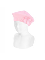 Condor Condor GARTER STITCH BERET WITH GROSSGRAIN BOW PINK