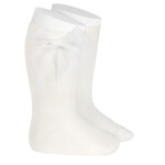 Condor Condor Kniekousen  off white met organza  strikken