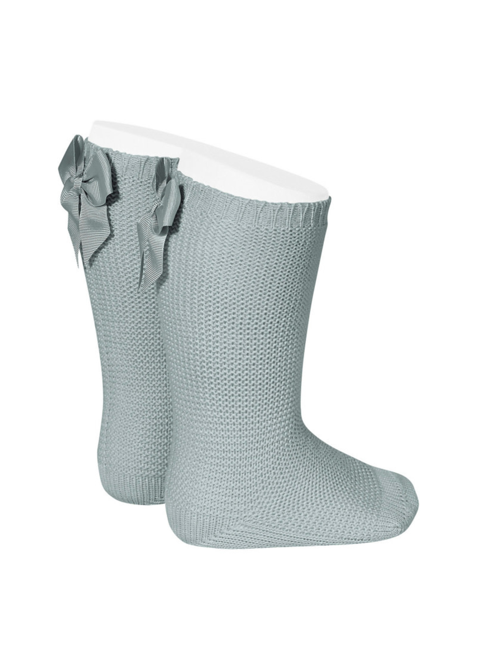 Condor Condor GARTER STITCH KNEE HIGH SOCKS WITH BOW DRY GREEN