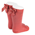 Condor Condor GARTER STITCH KNEE HIGH SOCKS WITH BOW TERRACOTA