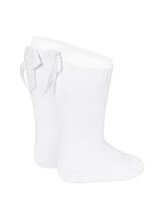 Condor Condor GARTER STITCH KNEE HIGH SOCKS WITH BOW WHITE