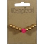 Heppidie armband goud met roosje h roze