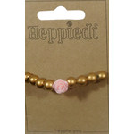 Heppidie armband goud met roosje l roze