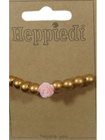 Heppidie armband goud met roosje l roze