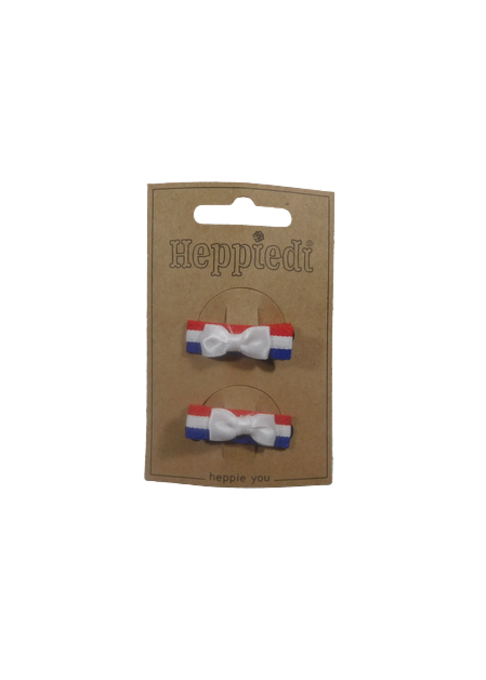 Heppidie  knipjes oranje rood wit blauw  strikje wit