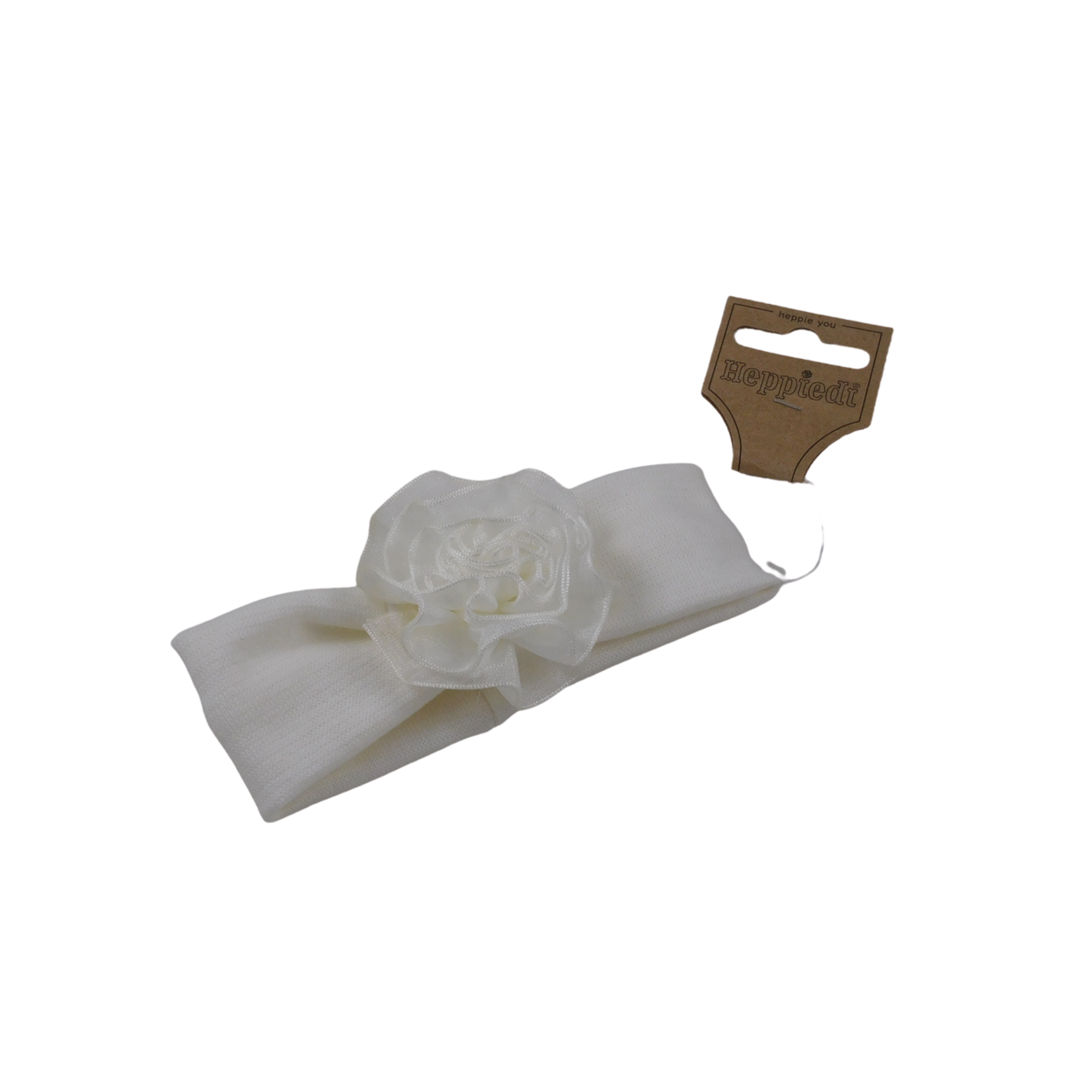 Heppiedie haarband breed met rozet off white
