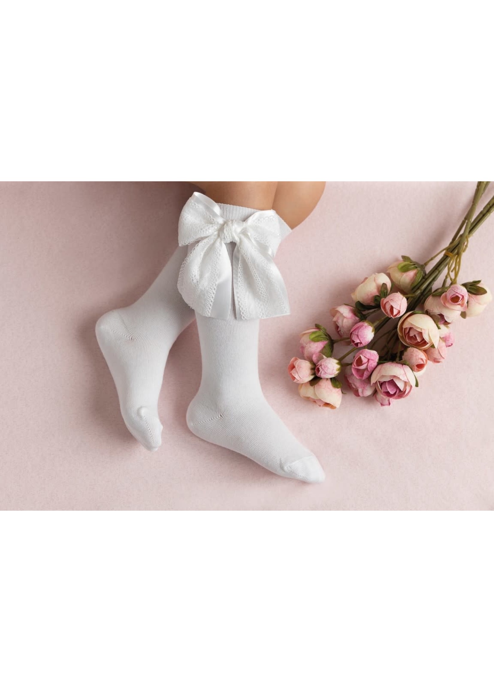 Meia Pata Meia Pata Kneesocks With Satin and Lace Bow 01 White