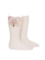 Condor Condor Kniekousen  nude satijnen strik