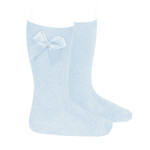Condor Condor Kniekousen  licht blauw  met satijnen strik