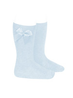 Condor Condor Kniekousen  licht blauw  met satijnen strik