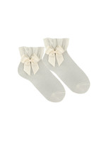 Condor Condor CEREMONY ANKLE SOCKS  OFF WHITE  WITH GROSSGRAIN BOW.