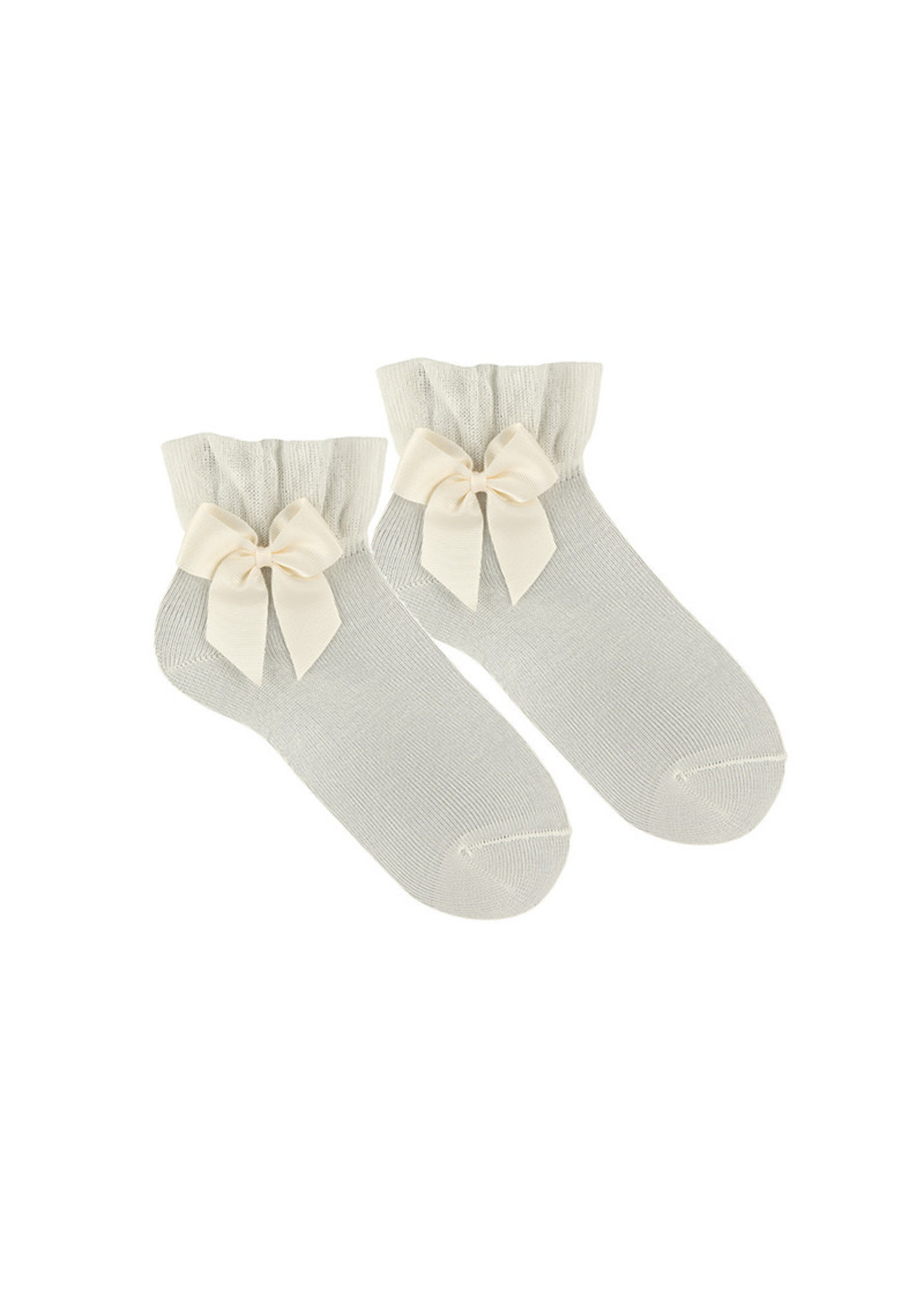 Condor Condor CEREMONY ANKLE SOCKS  OFF WHITE  WITH GROSSGRAIN BOW.