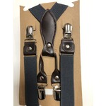 Bretels donker grijs /  bruin leer look