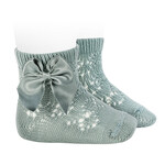 Condor Condor PERLE GEOMETRIC OPENWORK SHORT SOCKS SATIN BOW  GREEN