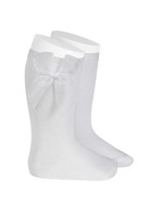 Condor Condor Kniekousen  wit met organza  strikken