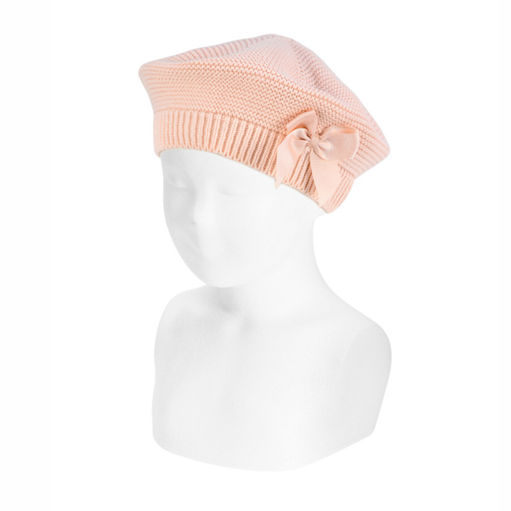 Condor Condor GARTER STITCH BERET WITH GROSSGRAIN BOW NUDE