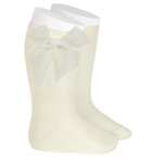 Condor Condor Kniekousen  beige met organza strikken strikken