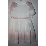 Patachou Patachou Jurk wit met roze strikken